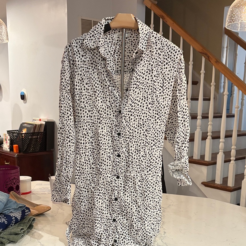 Emerson Fry Black and White Spotted Blouse